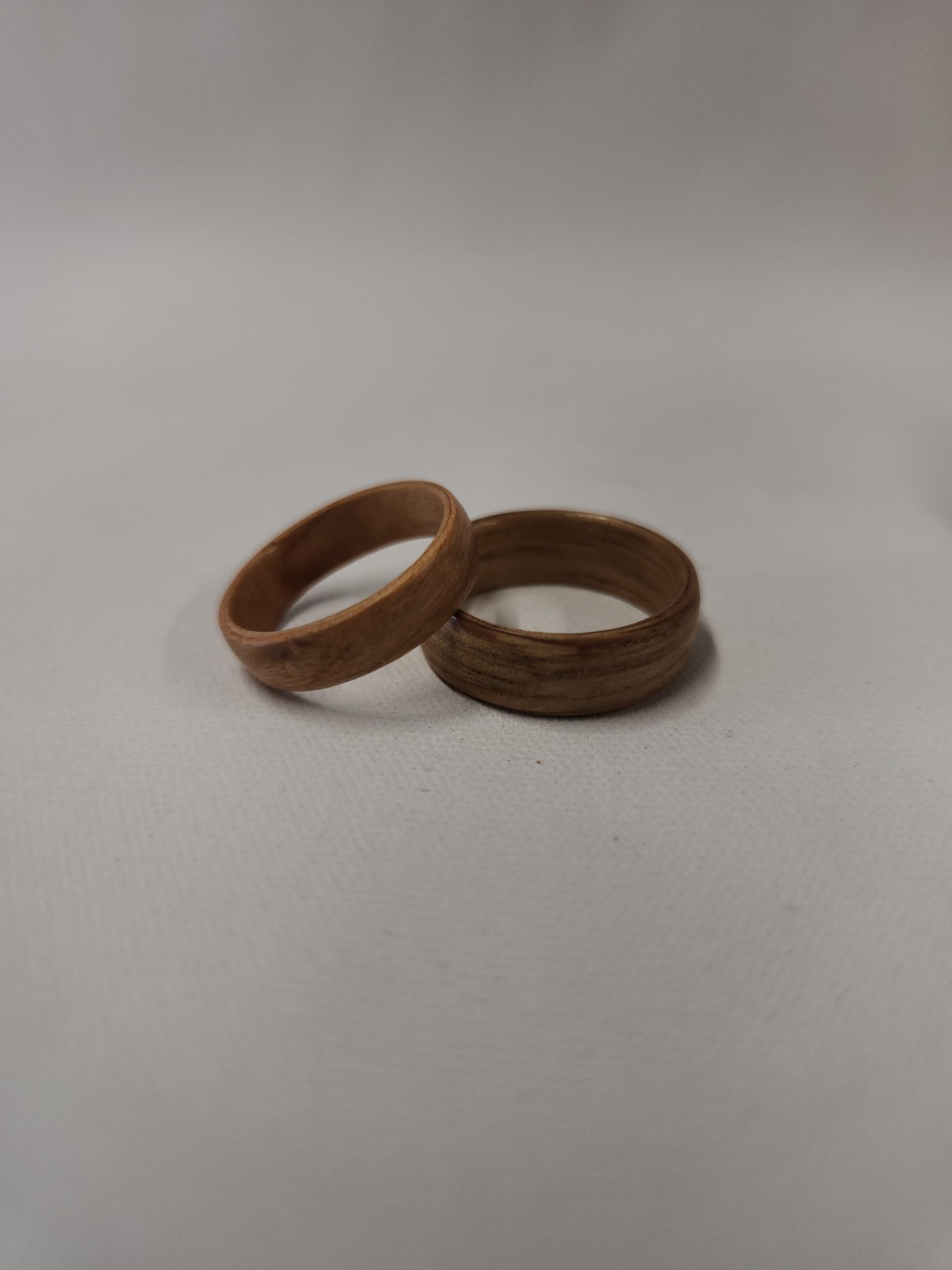 The pair of bentwood rings, white oak and black cherry